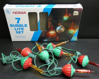 Vintage Christmas Noma Bubble Light Set 7 Bulb String Lights Set