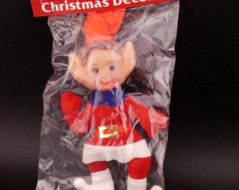 Vintage Christmas Waving Felt Pixie Elf Woolworths Ornament Decoration NOS