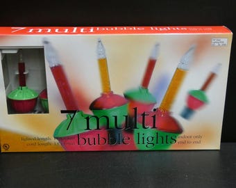 Vintage Christmas Bubble Light Set 7 Bulb String Lights Set B Working Target 2001 New