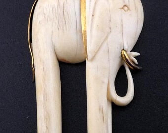 Vintage Elephant Pendant Figure with Gold Trim 2 1/2"