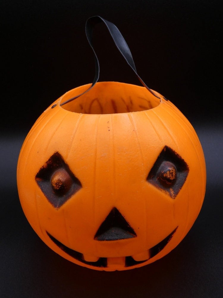 Vintage Halloween Blow Mold Pumpkin Jack O Lantern JOL Candy Bucket ...