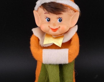 Vintage Christmas Green and Orange Knee Hugger Pixie Elf Made in Japan