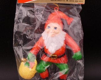 Vintage Christmas Bradford Pixie Elf Santa Blow Mold Ornament Decoration NOS