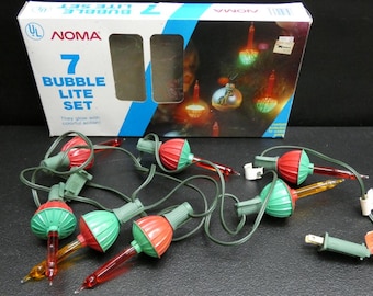Vintage Christmas Noma Bubble Light Set 7 Bulb String Lights Set A Working