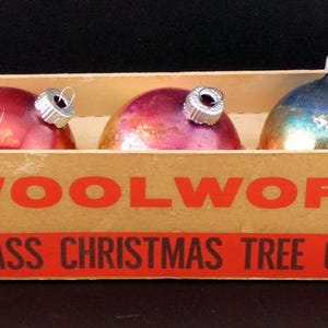 Vintage Christmas Shiny Brite Ombre Mercury Glass Ornaments in Original Box