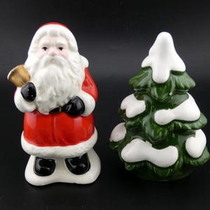 Vintage Christmas Santa Claus and Tree Salt and Pepper Shakers Made in Japan