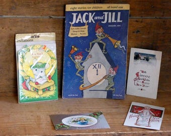Vintage New Year Day Decorations Lot New Year's Post Cards Magazine Invitations