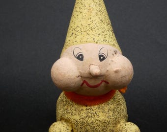 Vintage Christmas Putz Mica Yellow Cardboard Flying Gnome Elf Japan