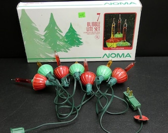 Vintage Christmas Noma Bubble Light Set 7 Bulb String Lights Set