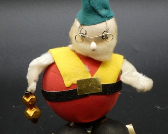 Vintage Christmas Putz Pixie Elf Gnome w/ Glasses and Mercury Glass Beads Japan