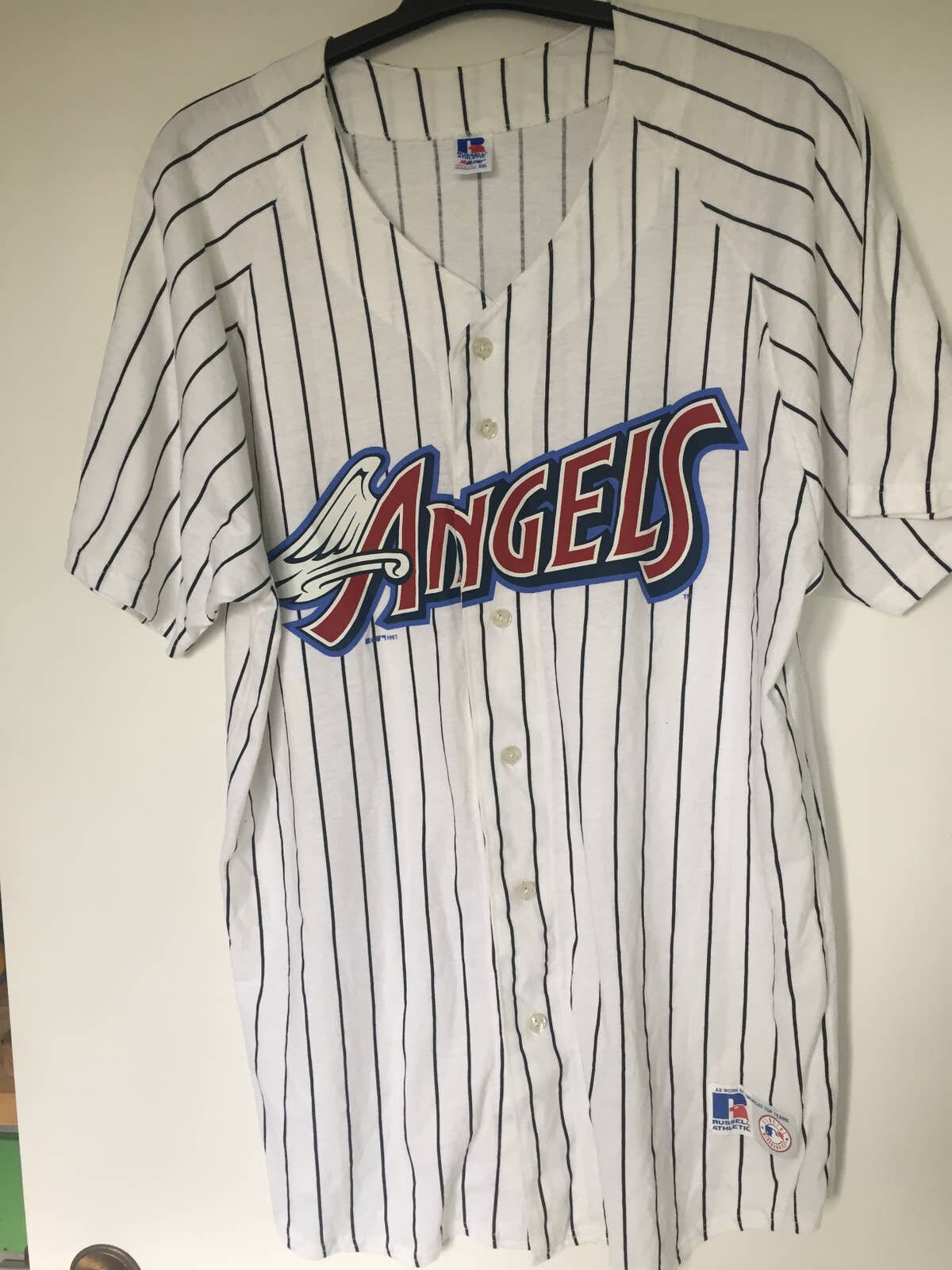 Dynasty Series Baseball Jersey MLB LA Angels White Red Buttons Size XL