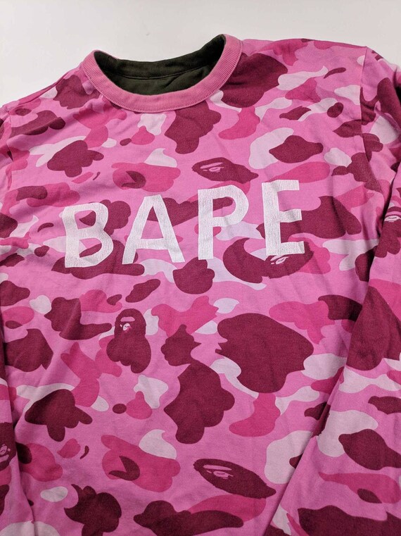 Vintage M S Bape Pink Camo Reversible Spellout Longsleeve - Etsy