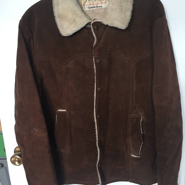 Schott Bros New York NYC 44 XL Suede Vintage Leather Rancher Jacket Coat NYC