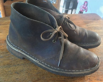 Vintage Clarks Desert Boots 7.5W Brown Leather Crepe Chukka