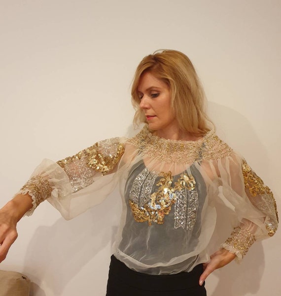 Gorgeous hand embroidered vintage Romanian blouse… - image 3