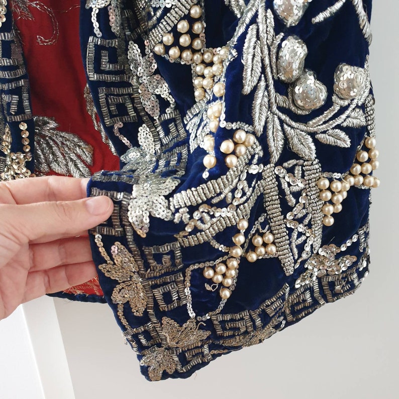 Women Blue Velvet Gold Embroidered Fairy Cape Custom Handmade Party Statement Cape
