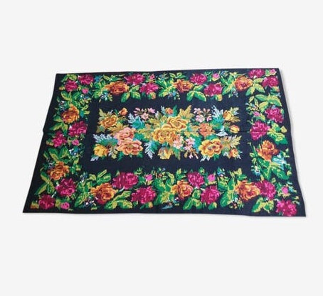 Large Romanian Rug With Floral Design Handwoven Wool Rug - Etsy