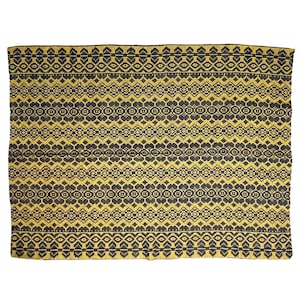 Romanian vintage carpet black design on a yellow background