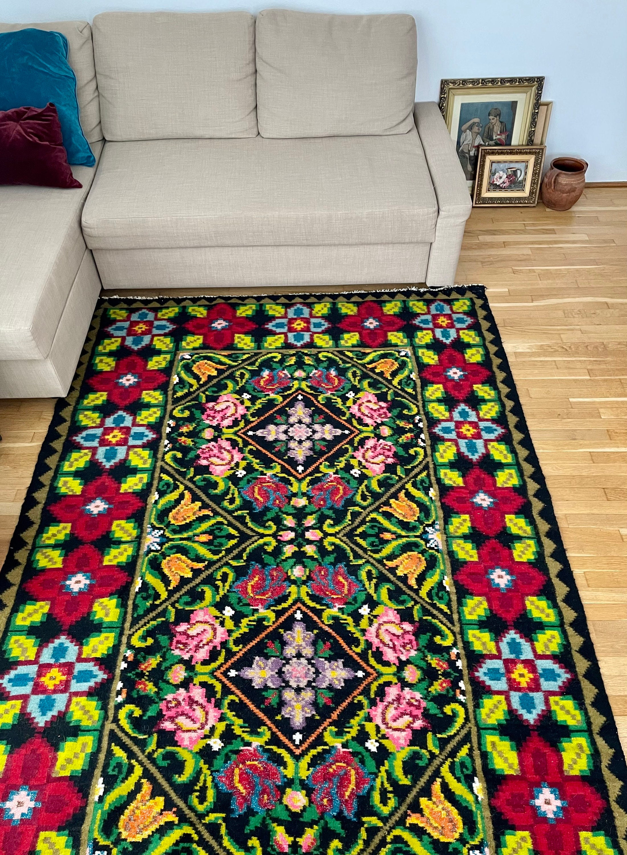 155x29cm ルーマニア王国の手織り絨毯グルダスタラグアンティークラグ 155x29cm ルーマニア王国の手織り絨毯グルダスタラグ