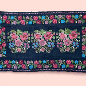 Vintage Romanian floral rug with beautiful design made by hand in wool