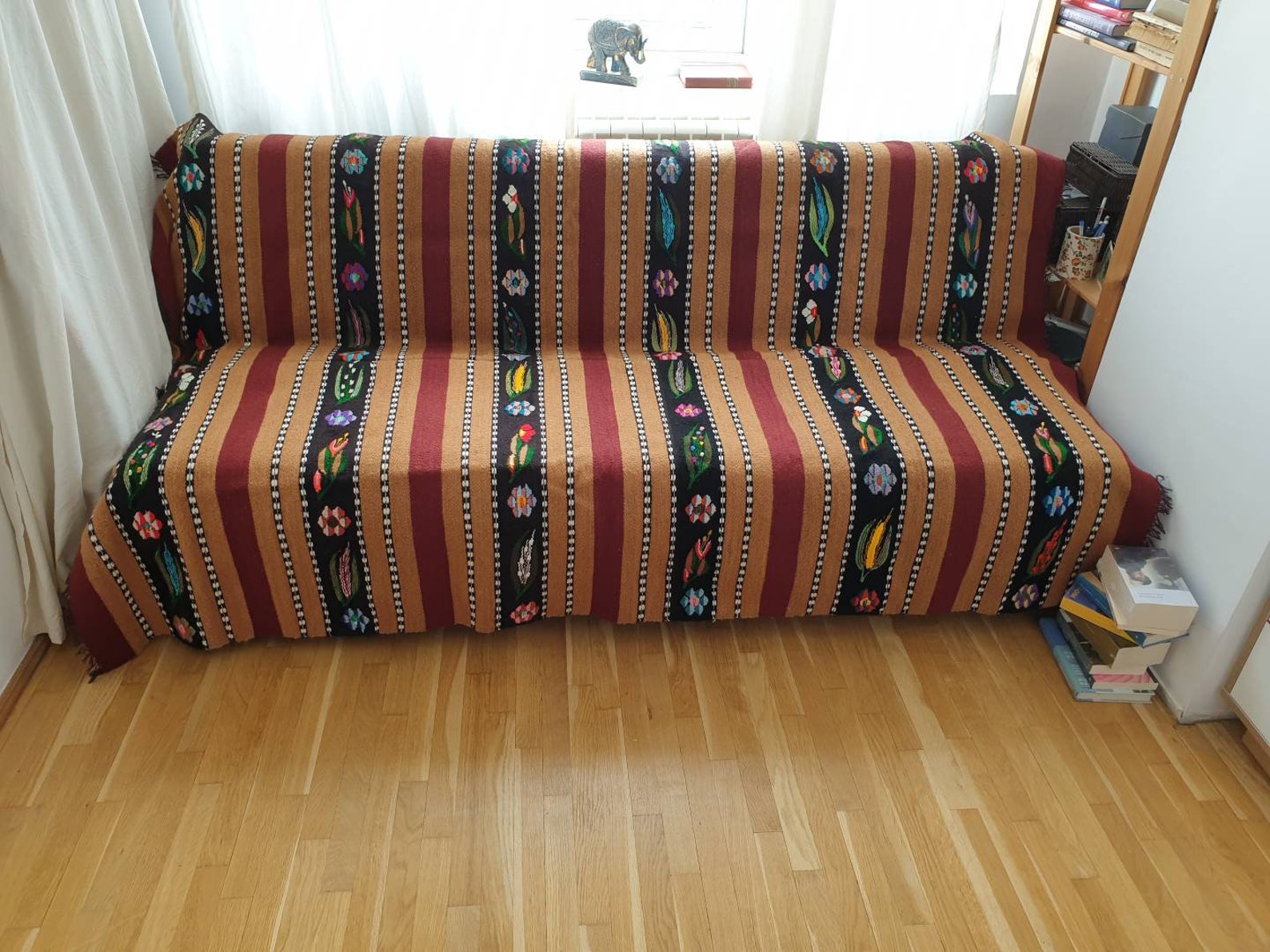 Romanian Vintage Carpet or Bedspread Floral Wool Sofa Cover Etsy