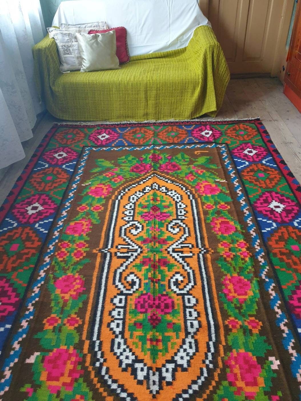 Large Superb Romanian Rug 316X182 Cm With Amazing Bohemian - Etsy