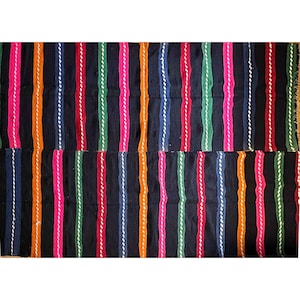 Romanian vintage carpet with stripes, made by hand in wool