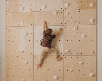 Toddler Climbing Gym - Modular Wooden Wall Panels with Holds, M Size