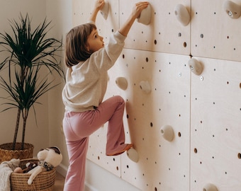 Modular Kids Climbing Wall Sets - S Size Wooden Indoor Panels with Holds