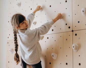 Montessori Climber Wall - Large Wooden Indoor Play Gym with Holds, L Size