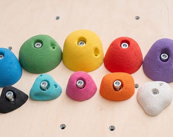 Indoor Climbing Holds for Kids - Ergonomic Set of 4 Wall Grips in 10 Colors