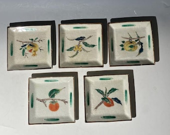 Kutani Ware Plate Set of 5 – Hand-Painted Japanese Ceramic Fruit Dishes