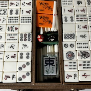 Juego de Mahjong Japonés Vintage con Estuche - Fichas, Dados y Palillos Completos imagen 3