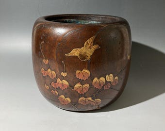 Japanese Antique Wood Charcoal Hibachi Fire Holder Blazer With