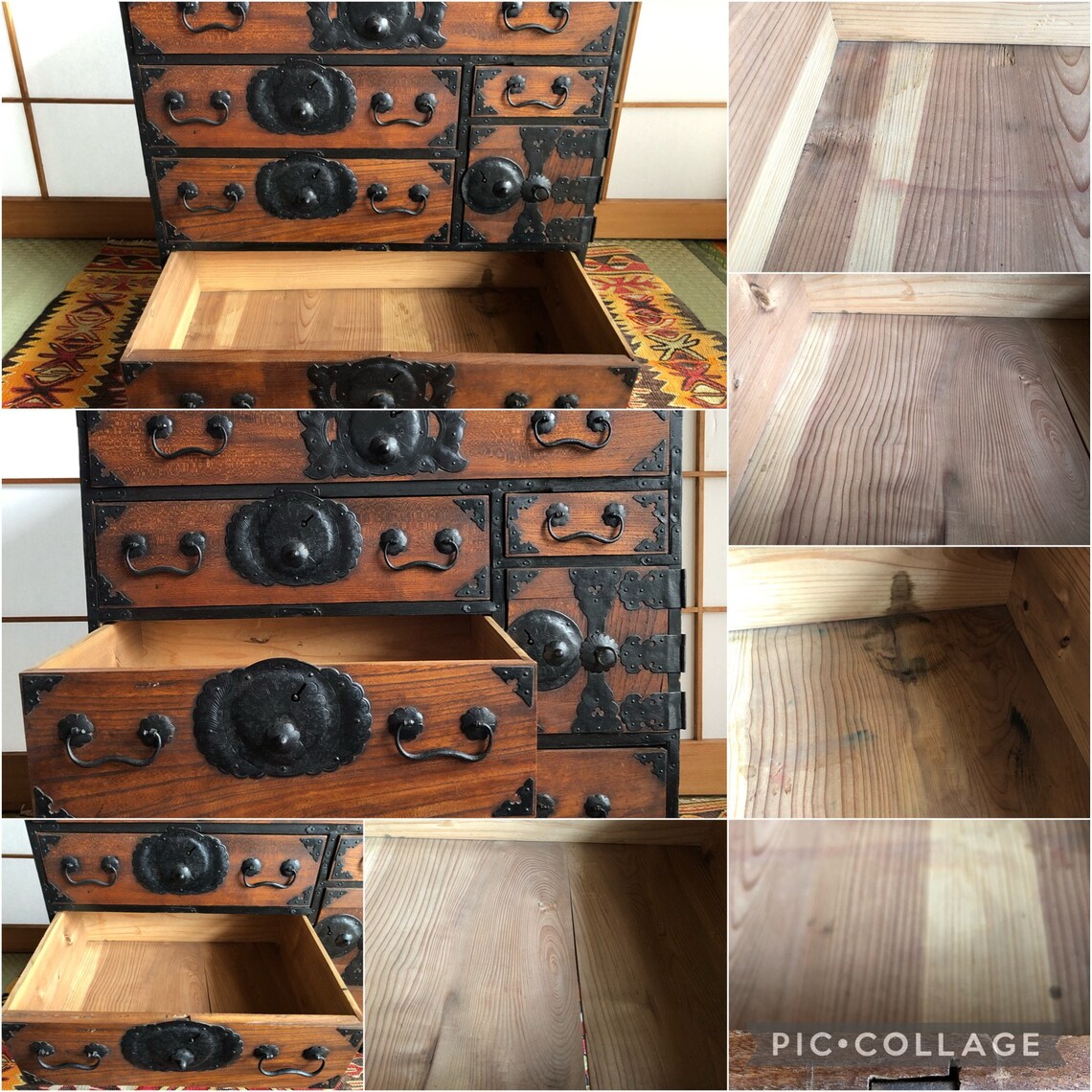 Muebles japoneses antiguos de madera Isho Dansu Etsy