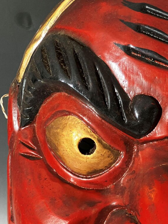 BIG Japanese Antique Tengu Mask - Length 17 inches View 6