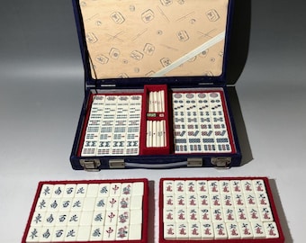 Mahjong Set with Case Vintage | Complete Tiles, Dice & Sticks - Made in Japan