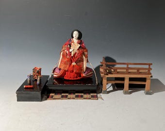 Rare Antique Japanese Hina Dolls Set – Emperor & Empress Pair With