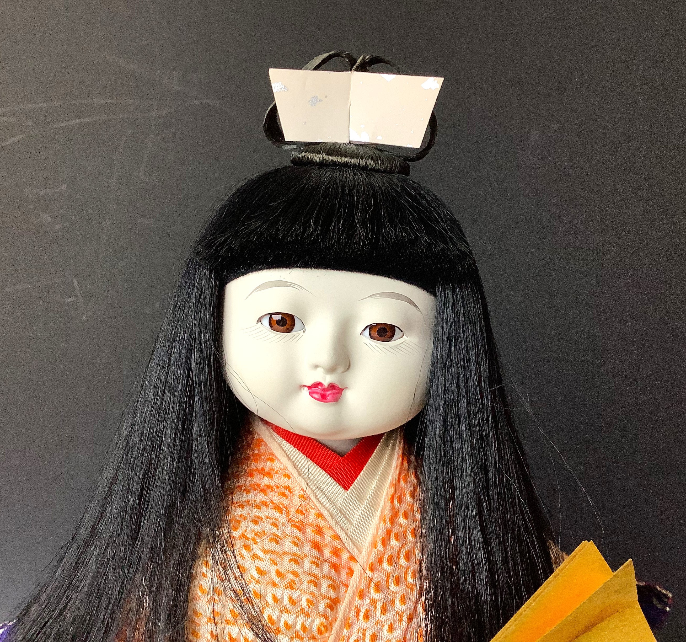 Vintage Japanese Red Kimono Doll With Dancing With Goldish