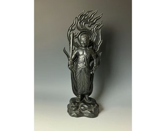 Japanese Vintage metal Buddhist Statue of Acala "Fudo-Myoo" H.14.6inch / 37cm