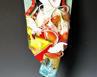 御羽子板　3点セット　Japanese paddle doll. Hagoita: Traditional Japanese Crafts by Fujiki