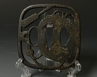 Authentic Edo Period Japanese Tsuba Katana Sword Guard – Iron Openwork