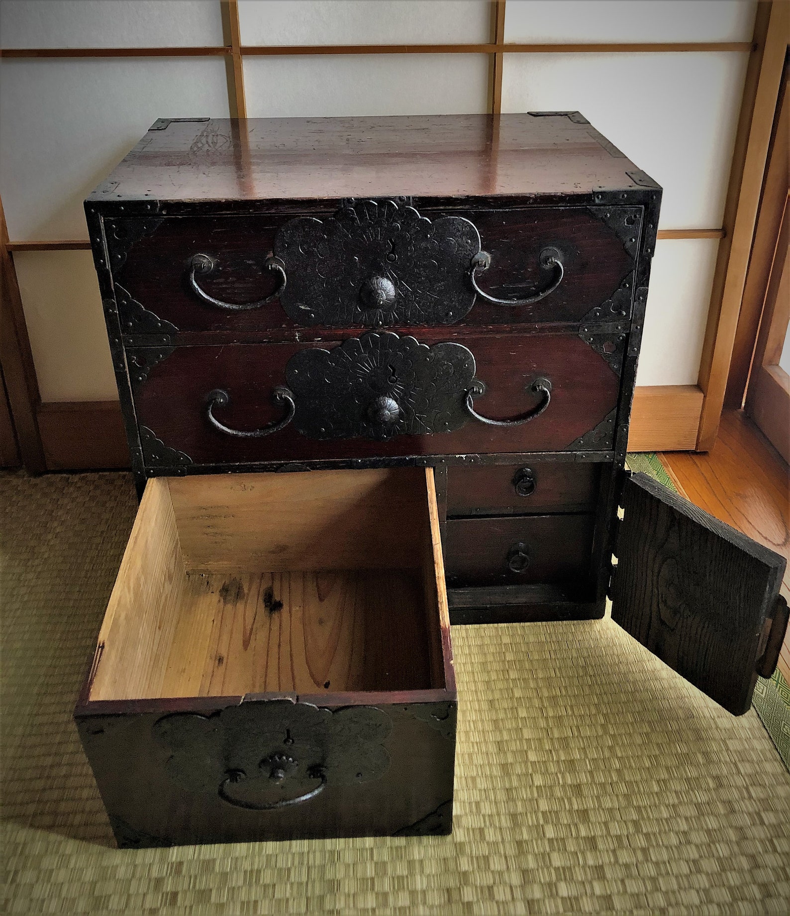 Antiker japanischer Möbelschrank 1800er Tansu Craft Braun | Etsy