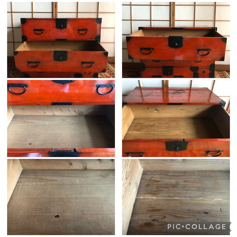 Antique Japanese Furniture Wood Isho Dansu Red Etsy