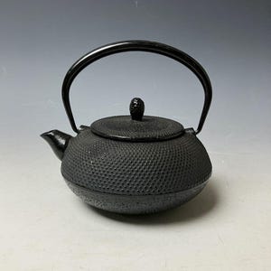 Japanese Cast Iron Tetsubin Teapot with Pine Lid Knob – Traditional Nanbu Black Iron Kettle with Strainer – Made in Japan
