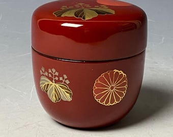 Antique 19thC Japanese Lacquered Makie Natsume Tea Caddy – Gold Makie Design