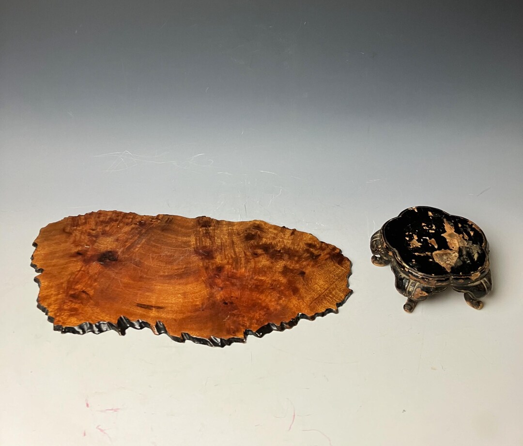 Set of Two Japanese Burl Wood Bonsai Stands - Handcrafted Vase Display Slab - Etsy