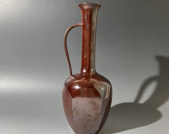 Antique and Rare Japanese Bronze Vase With Brown Patina Decorated