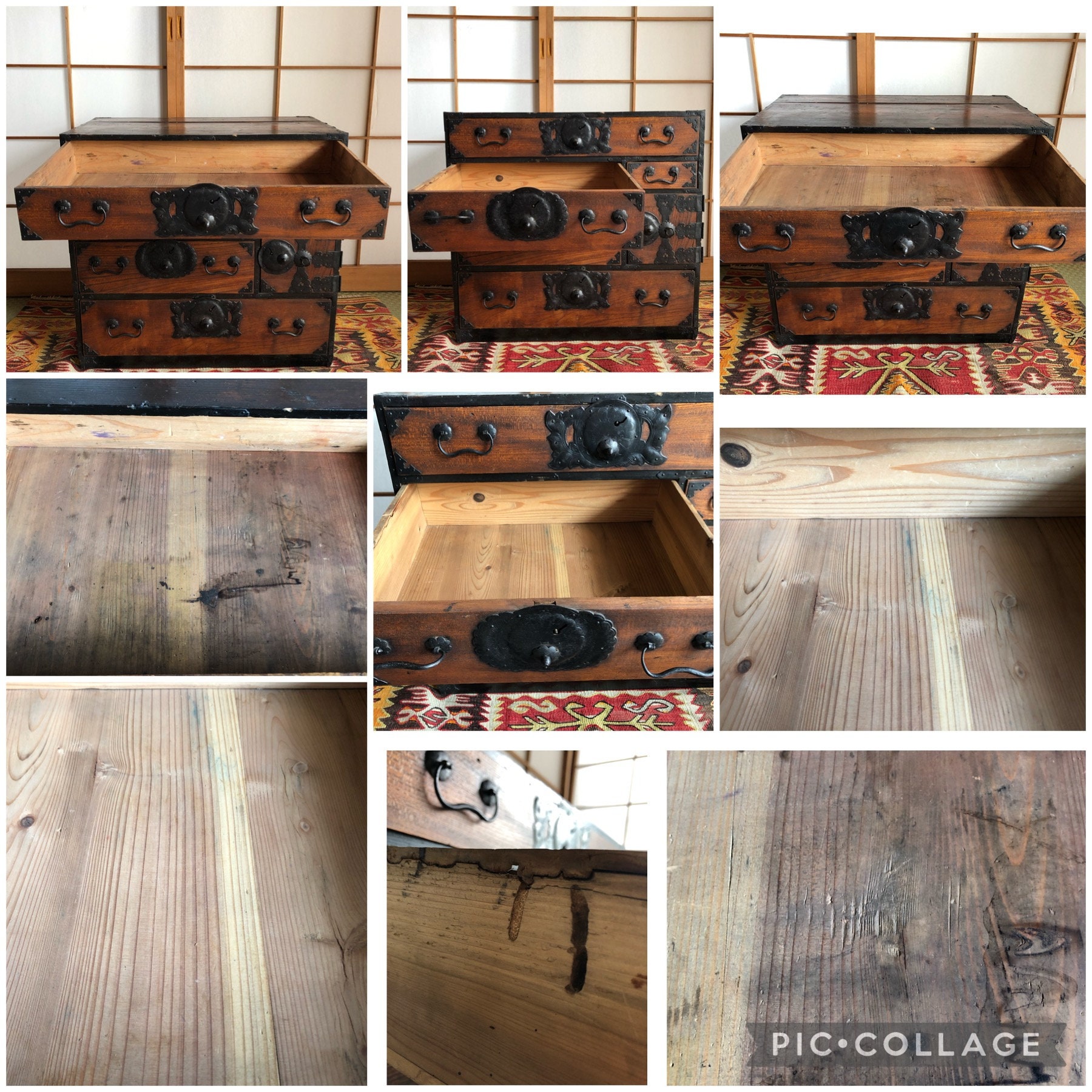 Muebles japoneses antiguos gabinete de madera Isho Dansu | Etsy