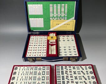 Mahjong Set with Case Vintage | Complete Tiles, Dice & Sticks - Made in Japan